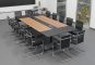 ANJA 360i conference table grey-walnut brown in application example with 14 chairs