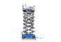 Semi-electric scissor lift SBE1000, load capacity 500 kg in side view with extended scissors