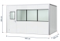 Warehouse office / prefab office PREFAB-12, 4 windows, 1 door (9 wall panels, 4 ceiling panels) 