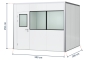 Warehouse office / prefab office PREFAB-9, 2 windows, 1 door (9 wall panels, 3 ceiling panels) 