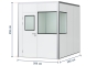 Warehouse office / prefab office PREFAB-6, 2 windows, 1 door (7 wall panels, 2 ceiling panels) 