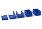 Foldable open-fronted storage box blue RAL 5017 is unfolded in 4 folding steps