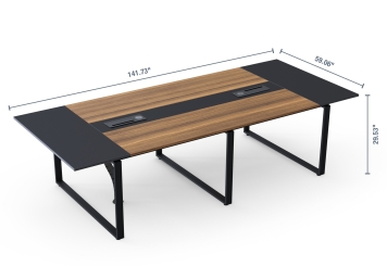 Conference table set ANJA360i in Grey-nut brown with induction charging station + 14 EMMA chairs 