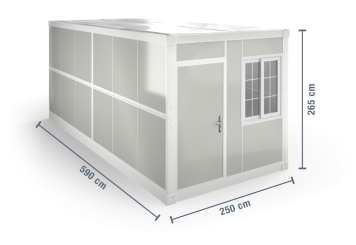 Mobile folding container, office container FALTFIX, B-goods, 2.520 mm x 5.920 mm x 2.650 mm 