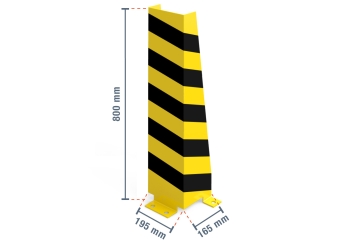 U-profile crash protection/collision protection for pallet racks, 800 mm tall / 195 mm wide + 4 bolt anchors 