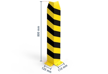 L-profile crash protection/collision protection for pallet racks, 800 mm tall / 120 mm wide + 4 bolt anchors 