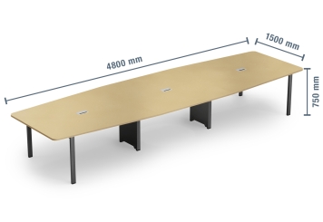Conference table ELLA480 beige with cable duct for 16–18 people 