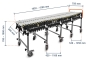Scissor roller conveyor FRB-P5 with PVC rollers with masses