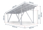 Measured carport with solar panels, rain gutter and parked car