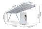 Dimensioned carport with solar panels, rain gutter and switch cabinet