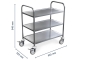 Shelf trolley made of stainless steel, 3 levels, load capacity 150 kg Dimensions Width 845 mm, depth 525 mm, height 940 