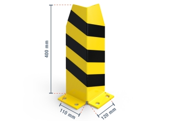 L-profile crash protection/collision protection for pallet racks, 400 mm tall / 120 mm wide + 4 bolt anchors 