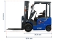Forklift truck 2500 kg with dimensions