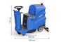 Ride-on scrubber-drier in perspective dimensioned
