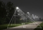 LED solar street lamp SL6000 with beam angle in the application example at night, 140° corresponds to 12m range, 120° co