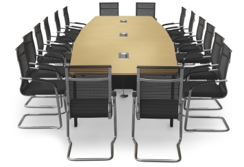 Conference table ELLA480i beige with induction charging station + 16 chairs MARINA 