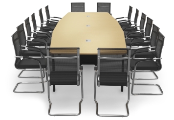 Conference table ELLA480 beige with cable duct + 16 Chairs MARINA 