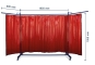 Mobile welding protection wall, front view, arms folded out, dimensions 1950mm x 3550mm