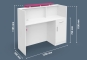 Counter VERA 120 white-pink width 1200 mm, depth 400 mm, height of reception shelf 1155 mm, height of counter 1100 mm, h