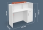 Counter VERA 120 white-orange width 1200 mm, depth 400 mm, height of reception shelf 1155 mm, height of counter 1100 mm,