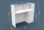 Counter VERA 120 white-blue width 1200 mm, depth 400 mm, height of reception shelf 1155 mm, height of counter 1100 mm, h