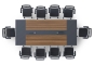 Conference table set ANJA280i in Grey-nut brown with induction charging station + 10 EMMA chairs 