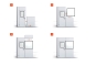 Hall office prefab Structure of the window panels (small windows) shown in four steps