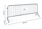 Barrier grille dimensions: width 2500 mm, depth 600 mm, height 1100 mm