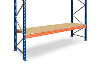 35,5 m pallet racking PR4500 / 110 cm deep / 5,5 m high / 4 levels / rack layer Wood 