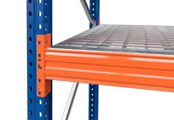 28 m pallet rack PR4500 / 110 cm deep / 6,5 m high / 3 levels / shelf Galvanised mesh 