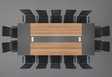 Conference table set ANJA360 in grey-walnut brown + 14 MARINA chairs 