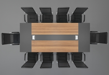 Conference table set ANJA280 in grey-walnut brown + 10 MARINA chairs 