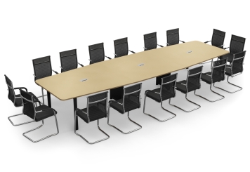 Conference table ELLA480 beige with cable duct + 16 Chairs MARINA 