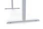 Milla electrically height-adjustable desk white Detailed view of height-adjustable desk leg with footrest