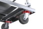 Platform trolley load capacity 150 kg Detailed view of the rear PVC wheels with ball bearings