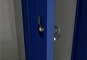 Locker with 3 doors in detailed view of integrated lock