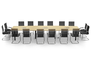 Conference table ELLA480i beige with induction charging station + 16 chairs MARINA 