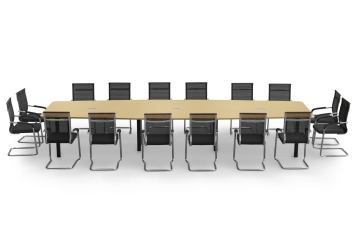 Conference table ELLA480 beige with cable duct + 16 Chairs MARINA 