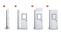 Hall office prefab Structure of the door panels shown in four steps