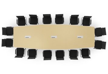 Conference table ELLA480i beige with induction charging station + 16 chairs MARINA 