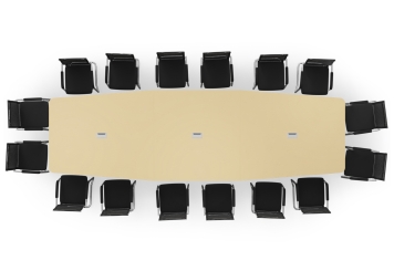 Conference table ELLA480 beige with cable duct + 16 Chairs MARINA 