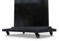 Digital advertising display in black with castors in detail
