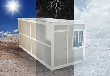 Mobile folding container, office container FALTFIX, B-goods, 2.520 mm x 5.920 mm x 2.650 mm 