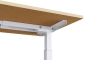 Electrically height-adjustable desk with multiplex top, frog perspective