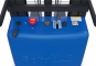 HSE1000/3 Semi-electric forklift Top view of control panel with mains plug, emergency switch, lifting/lowering lever and